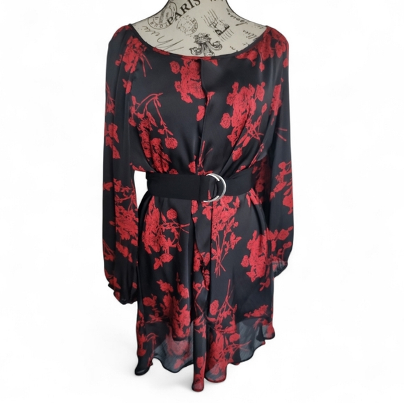 Haver London Tops - Haver london Black & Red Floral XL Blouse